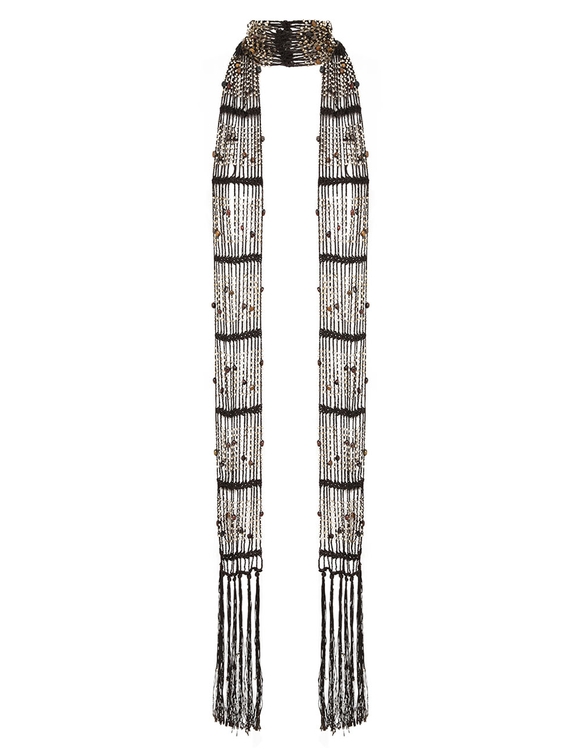 Beaded Macrame Neck Scarf