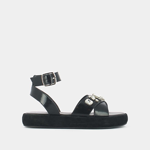CROSS-STRAP SANDALS WITH RHINESTONES