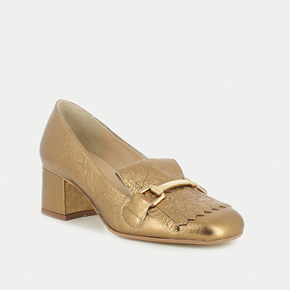 BRONZE HEELED MOCCASINS