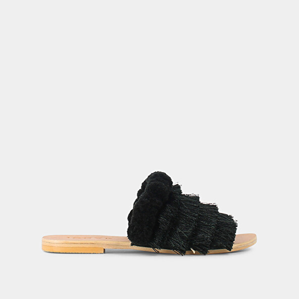 BLACK TEXTILE MULES