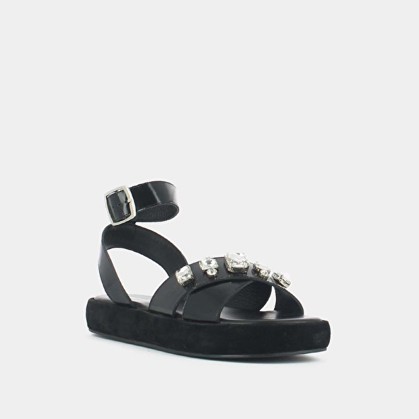 CROSS-STRAP SANDALS WITH RHINESTONES