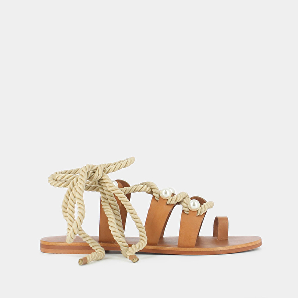 SANDALS WITH STRAPS, BEADS AND BRAIDED STRAPS