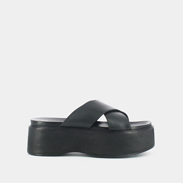 CROSS-STRAP MULES WITH PLATFORMS