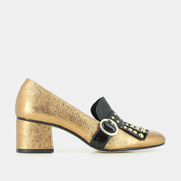 BRONZE METALLIC LEATHER MOCCASINS