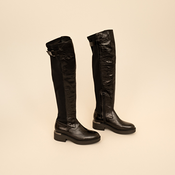 BI-MATERIAL BOOTS WITH BUCKLE