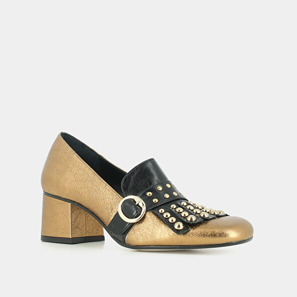 BRONZE METALLIC LEATHER MOCCASINS