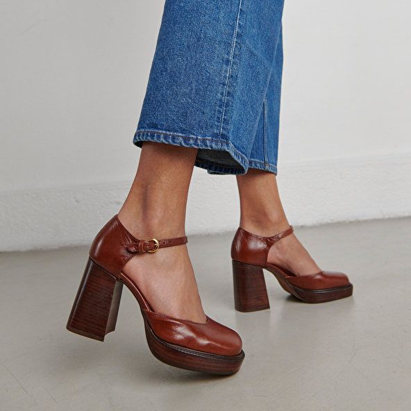 PLATFORM MARY JANES WITH ANKLE STRAP