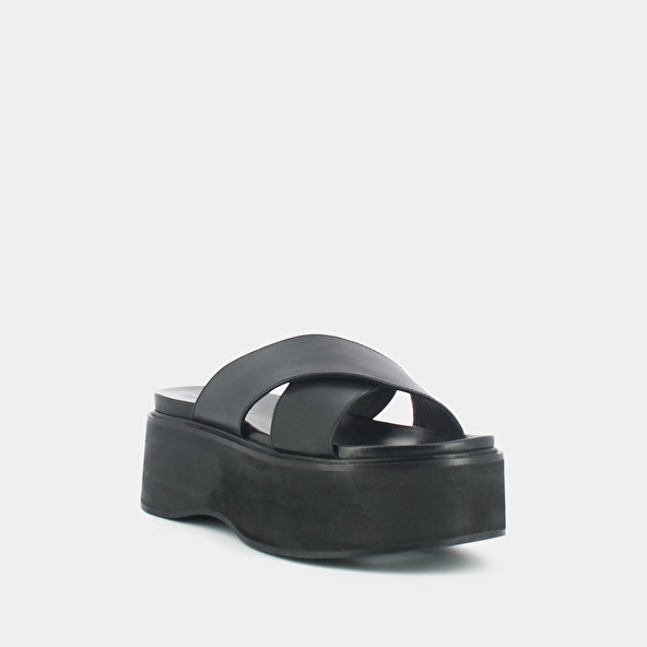 CROSS-STRAP MULES WITH PLATFORMS