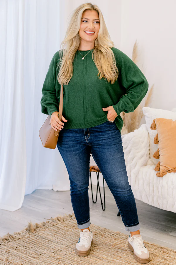 Anywhere We Go Sweater, Heather Dark Green