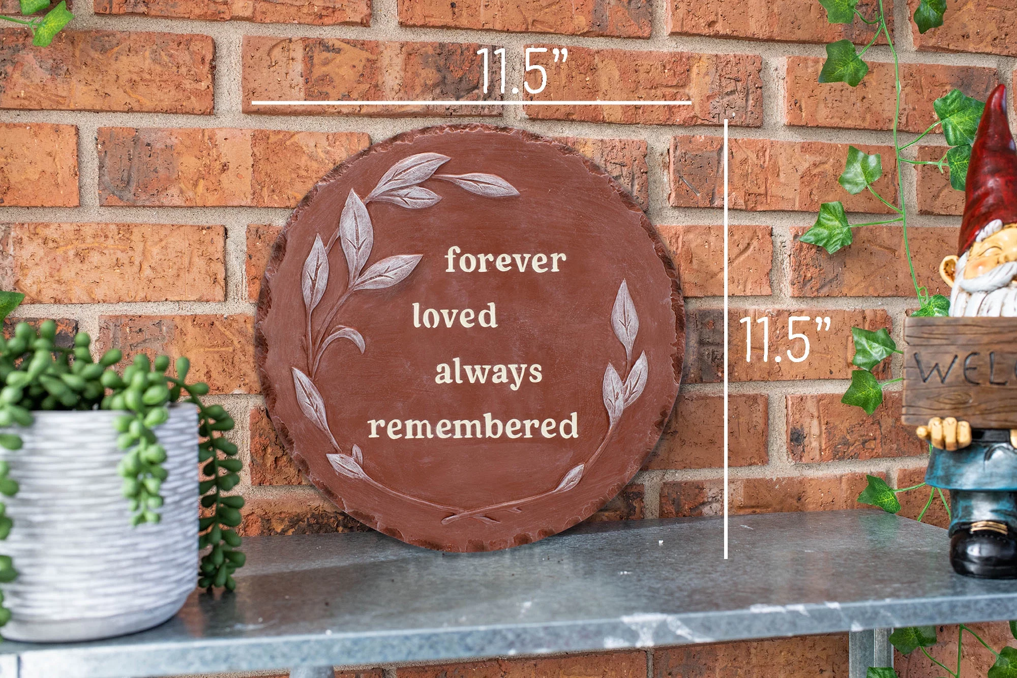 Nat & Jules Forever Loved Leaves Rust Red 11 inch Resin Stepping Stone