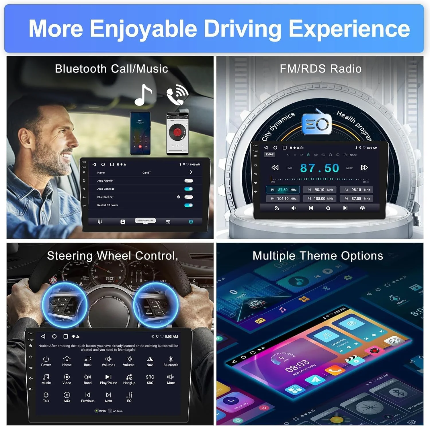 THONZER 9 inch Car Stereo Radio w/Carplay Android Auto for Mazda RX-8 2003-2008 Double Din Android 13.0 Touch Screen Car Audio Receiver w/WiFi GPS Navigation Bluetooth AHD Backup Camera Mic - 2+32G