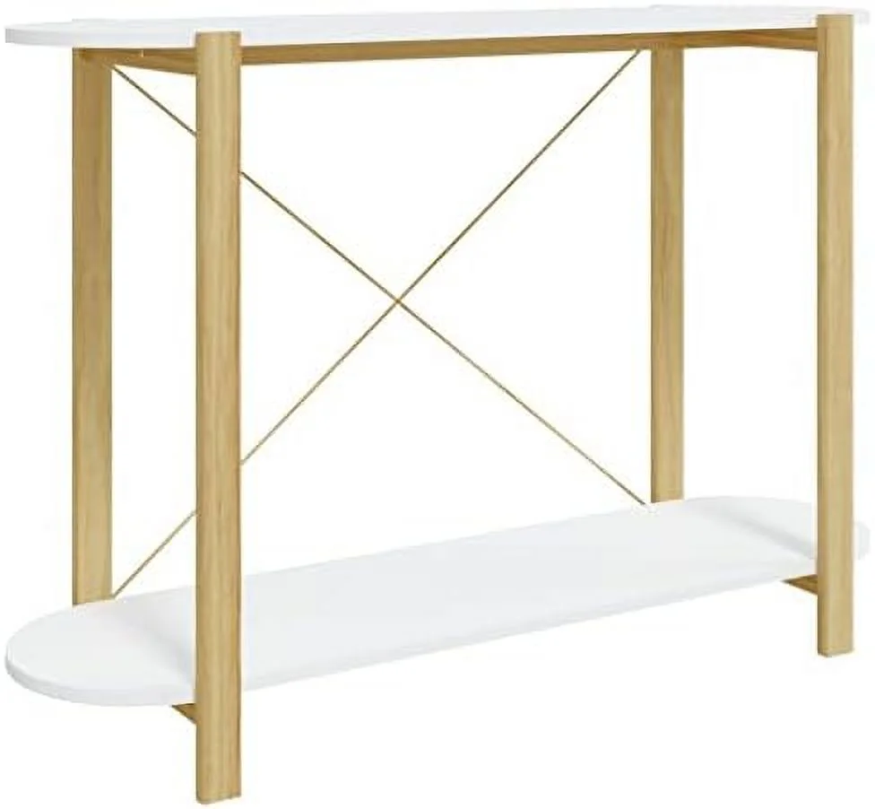 CHYTRE White Console Table | Engineered Wood and Solid Pinewood Table | Scandinavian Style Decorative and Practical Table | 43.3"x15"x29.5" Dimensions