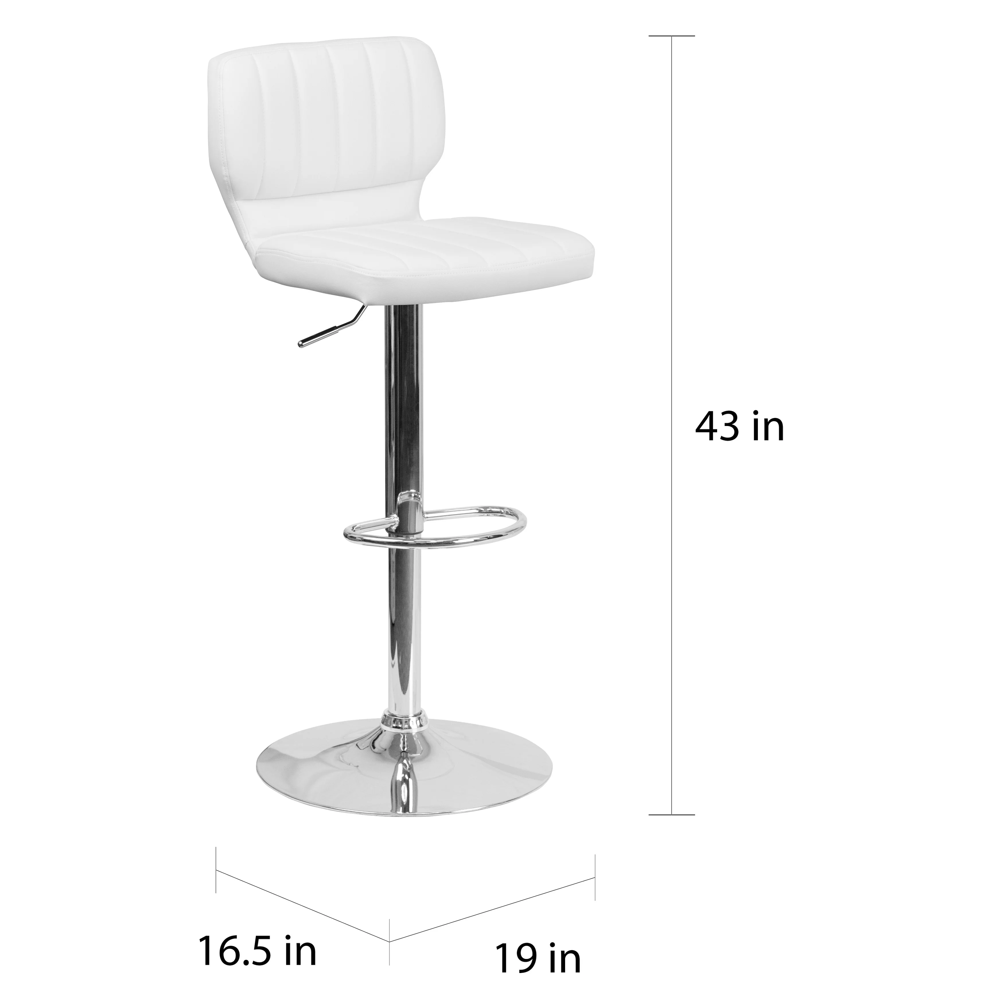 Flash Furniture Vinyl Adjustable Barstool with Vertical Stitch Back (Set of 2) Black Vinyl