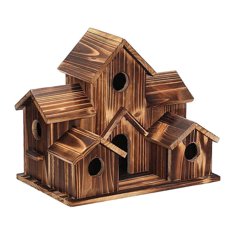 Wooden Hummingbird Birdhouse Rustic Outdoor Nesting House for Birds