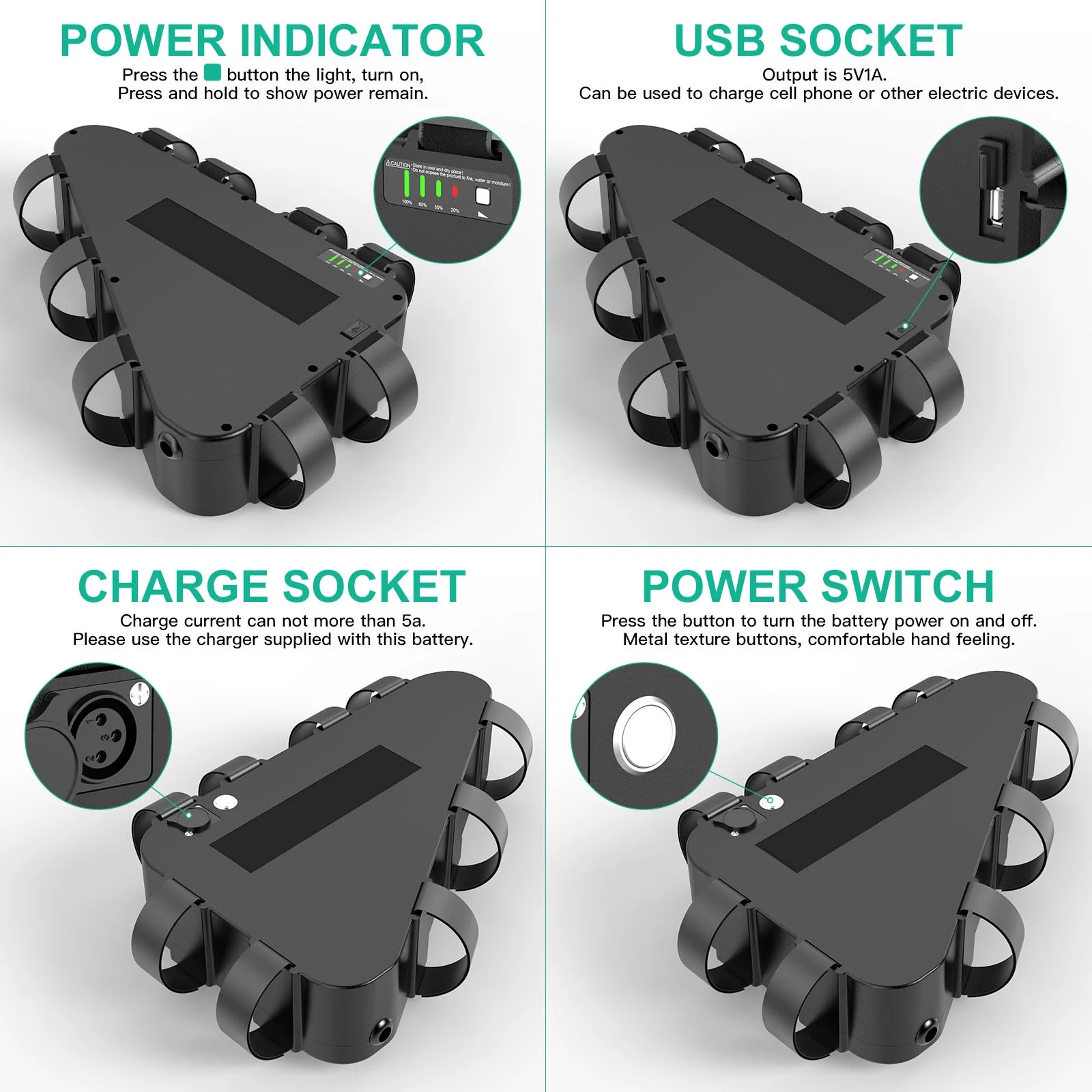 BVSLTUK 52V 20V Ebike Battery Lithium Battery Pack for 200W-2000W Bafang Aw Ancheer Voilamart and Other Motors Electric Bicycle Battery(with charger).