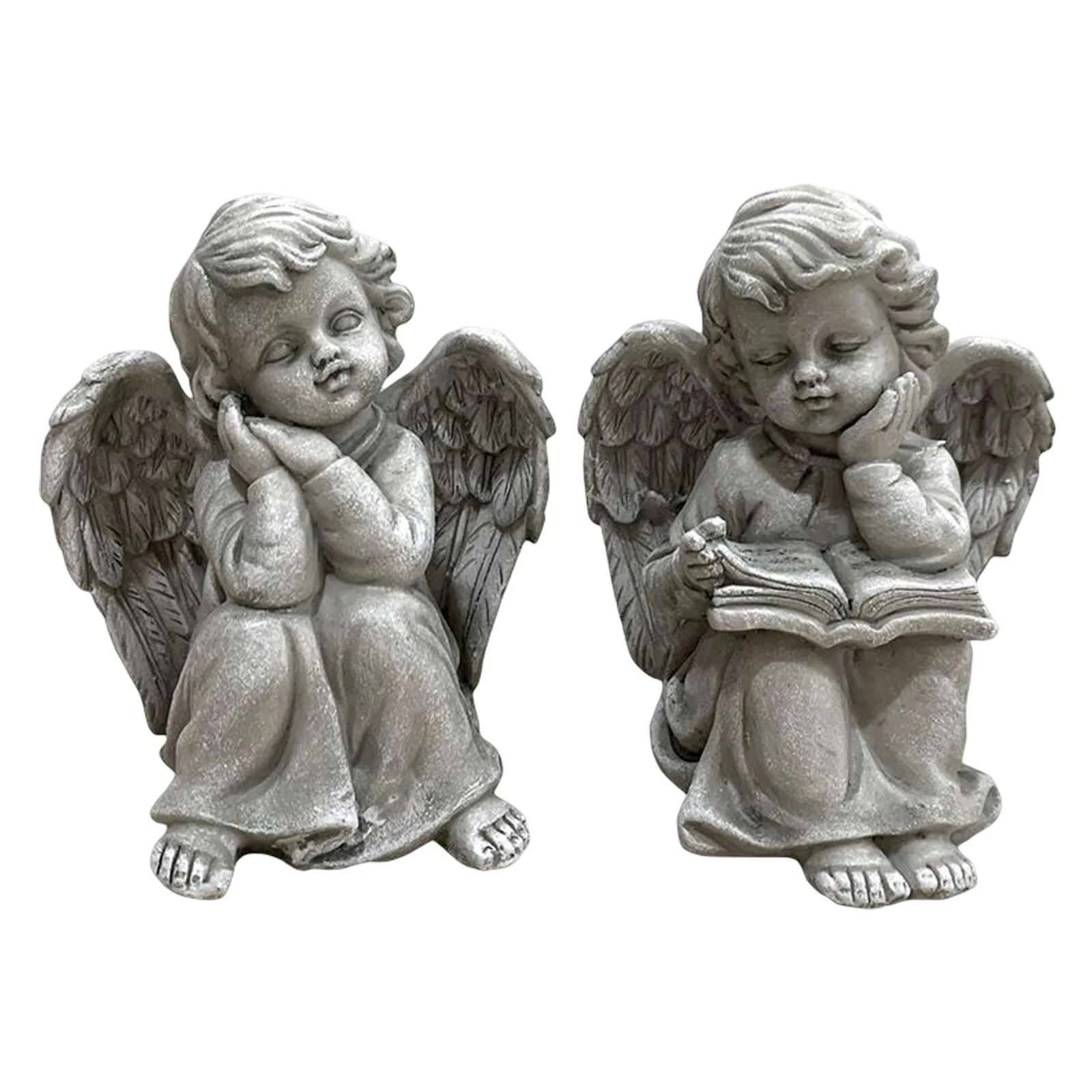 Adorable Angel Figurine Backyard Sculpture Patio Sculpture Garden Statue for