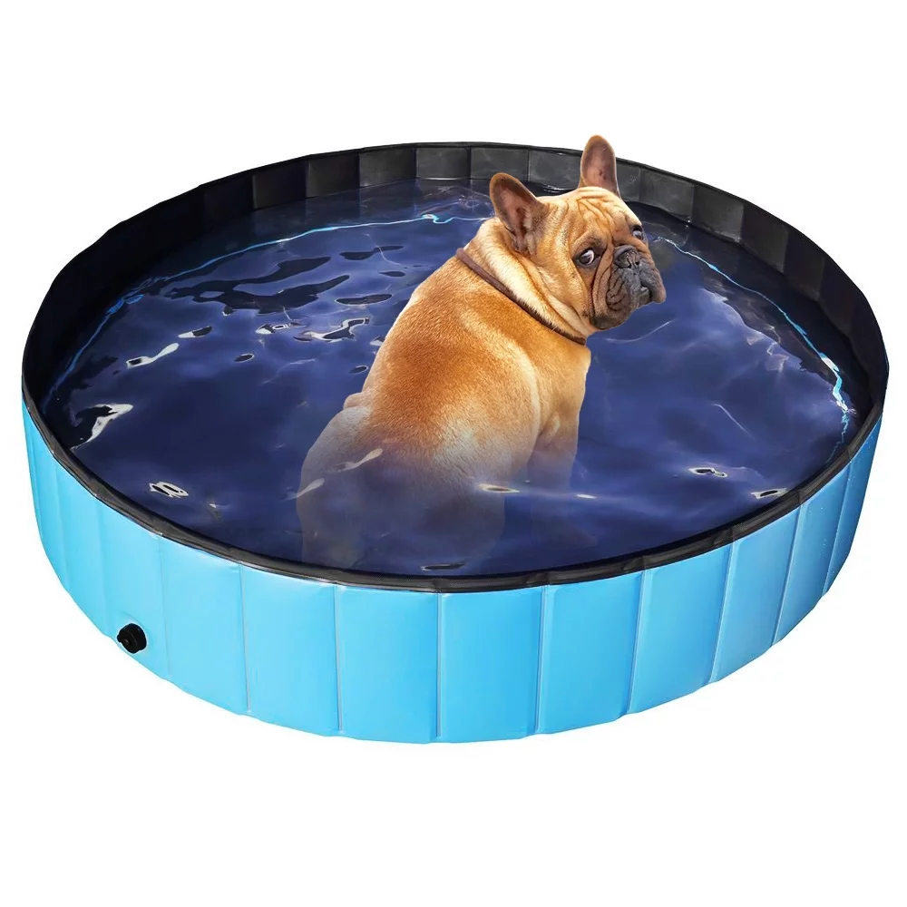 Foldable PVC Dog Cat Pet Swimming Pool Pet Dog Pool Bathing Tub Kiddie Pool, Water Pond Pool for Dogs Cats and in Summer， 80*20cm