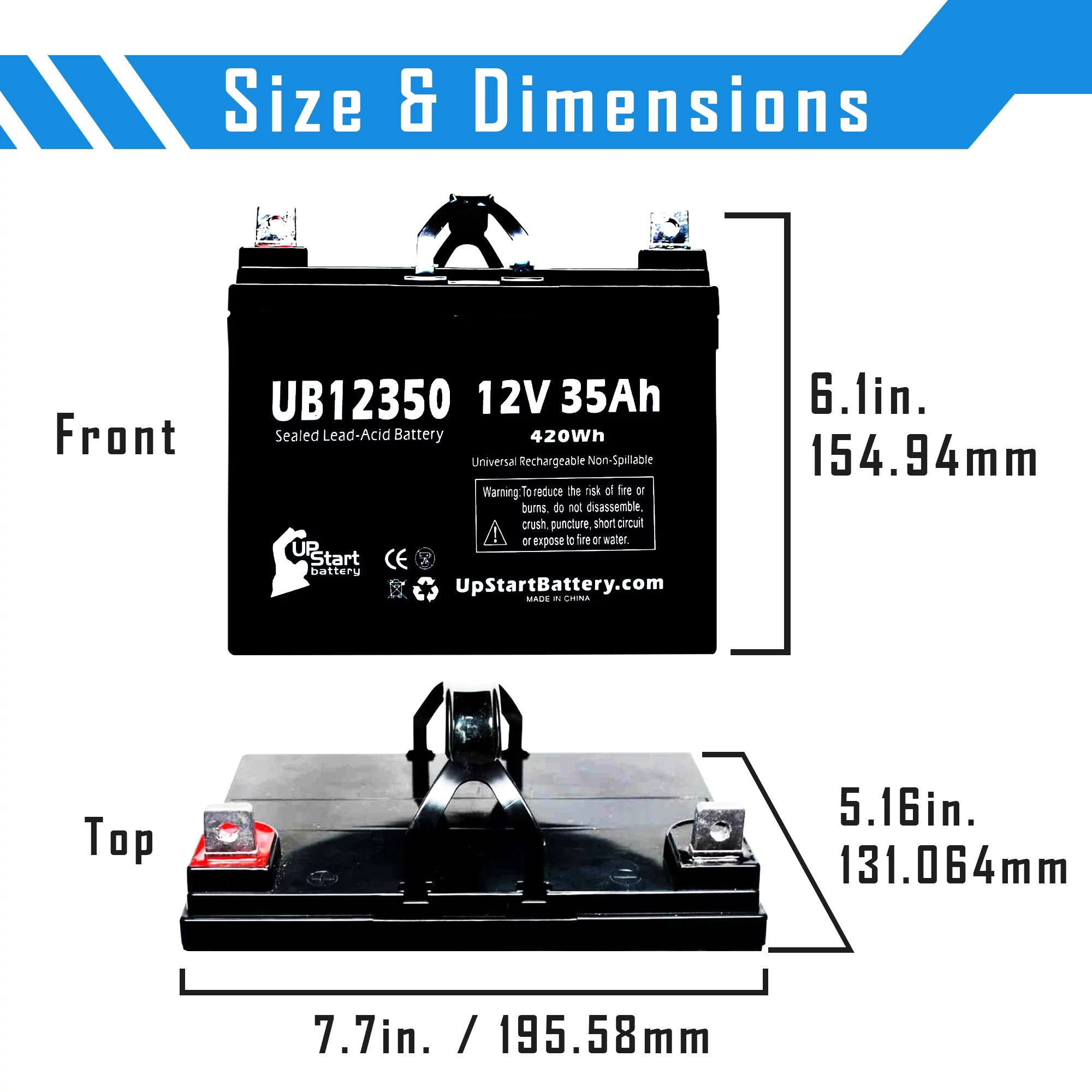 3x Pack - Compatible Invacare JAGUAR Battery - Replacement UB12350 Universal Sealed Lead Acid Battery (12V, 35Ah, 35000mAh, L1 Terminal, AGM, SLA)