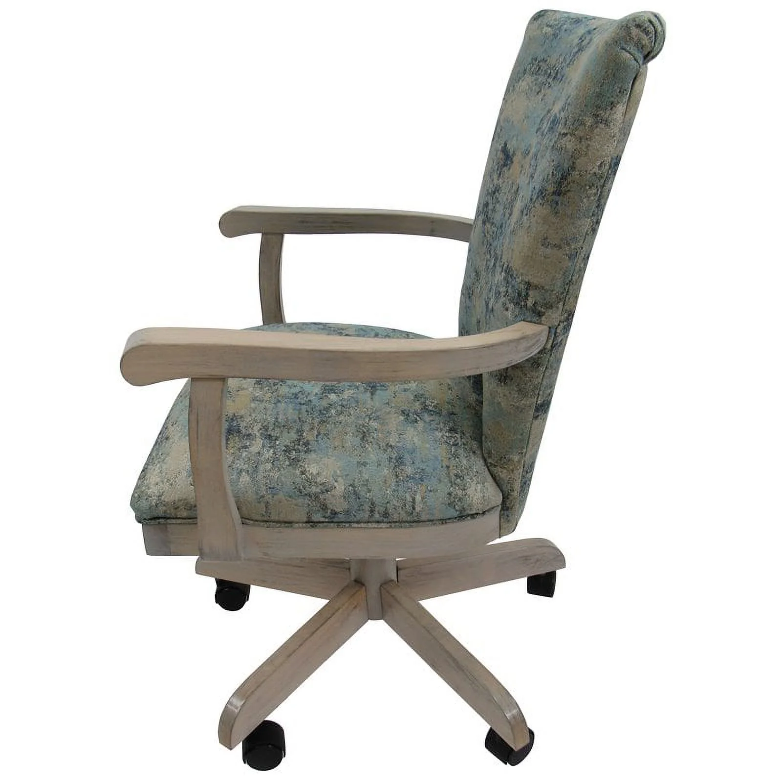 Pemberly Row Swivel Wood Dining Caster Chair 400 on Wheels in Poet Sky Blue