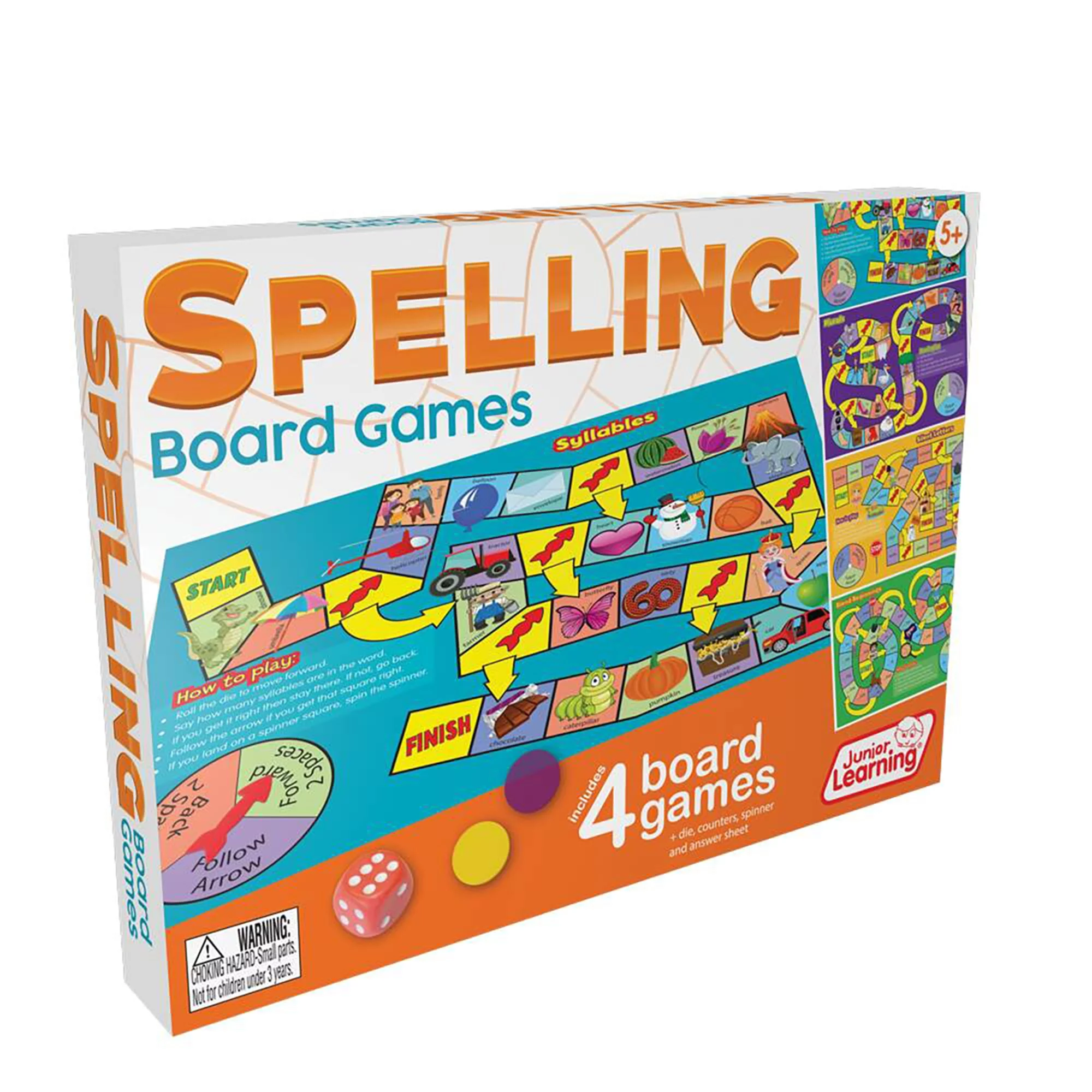 Spelling Board Games Junior Learning for Ages 5-6 Kindergarten Grade 1 Learning, Language Arts, Perfect for Home School, Educational Resources