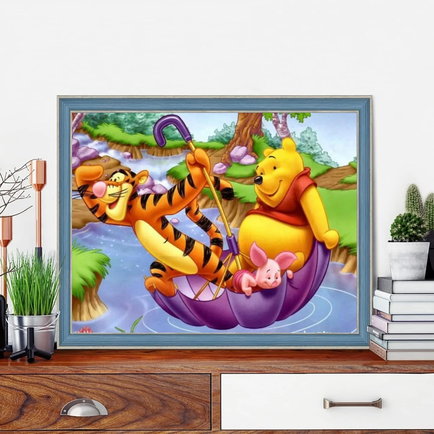 DIY 5D Diamond Painting Kit for Adult Kids Beginner, Winnie the Pooh Full Drill Round Diamond Embroidery Arts Painting by Number Kit for Relaxation, Home Wall Decor Gift 12x16 inch