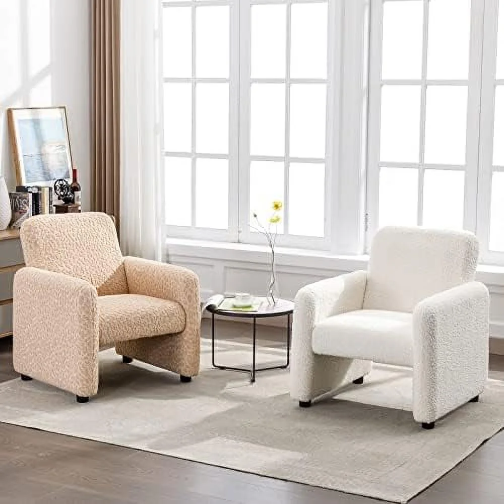 CKPFVY Faux Fur Accent Chair Teddy Boucle Chair  Fluffy Barrel Accent Chair with Arms Upholstered Modern Guest Chair Small Reading Chair with High Back for Bedroom Reception (Black)