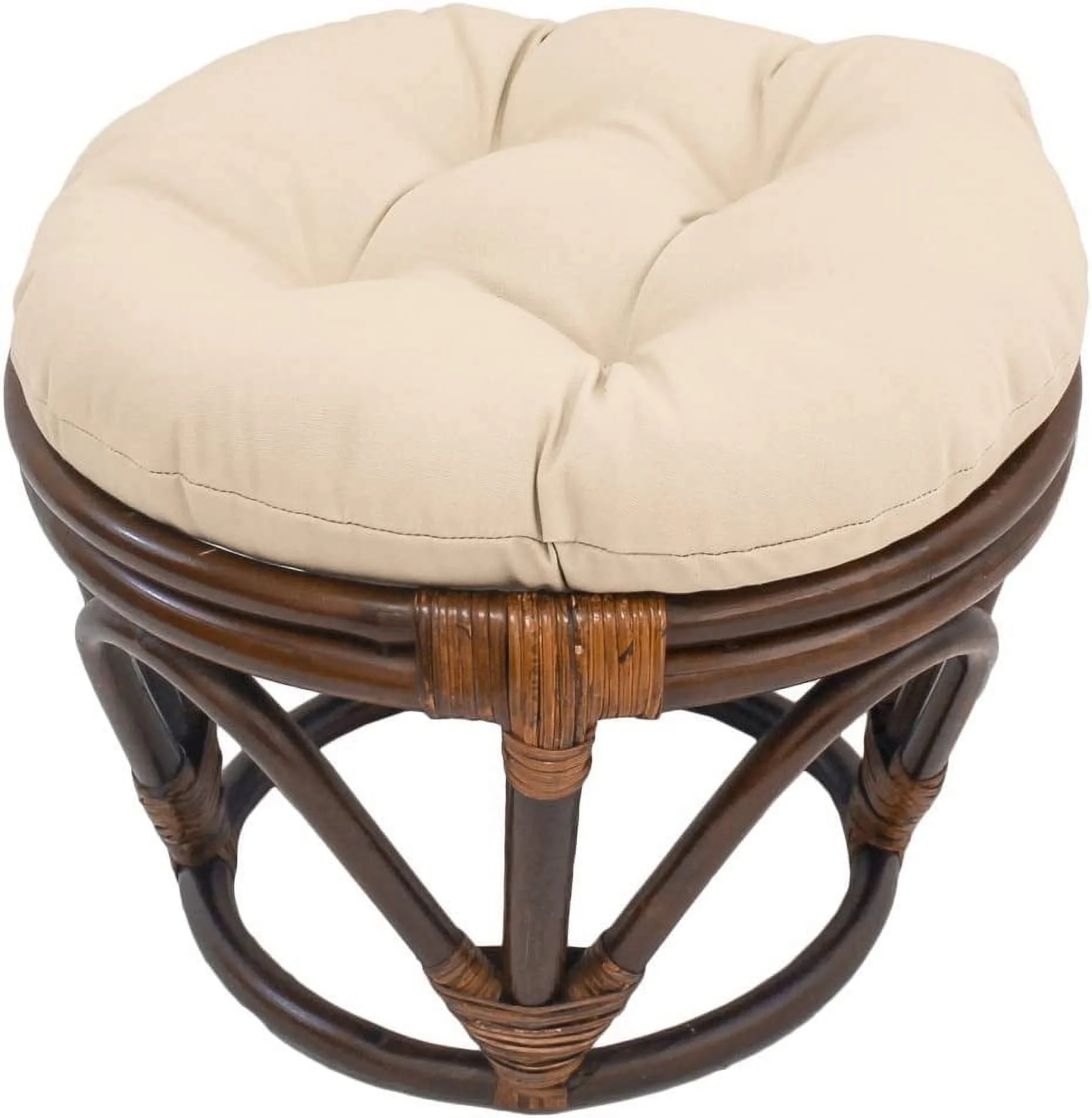 Furniture Piece Rattan Footstool With Twill Cushion