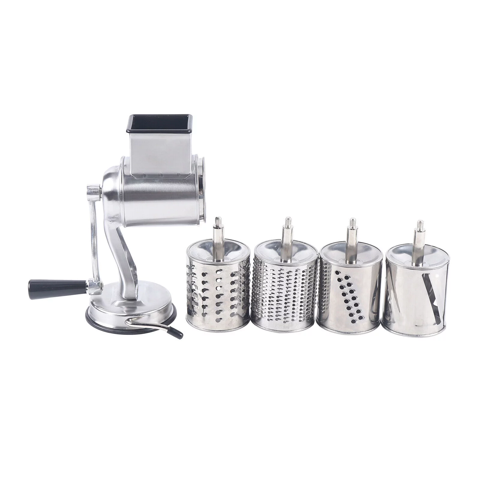ZhdnBhnos Kitchen Food Rotary Grater Drum Slicer Grinding Tool Vegetable Shredder Grinder with 5 Blades Stainless Steel