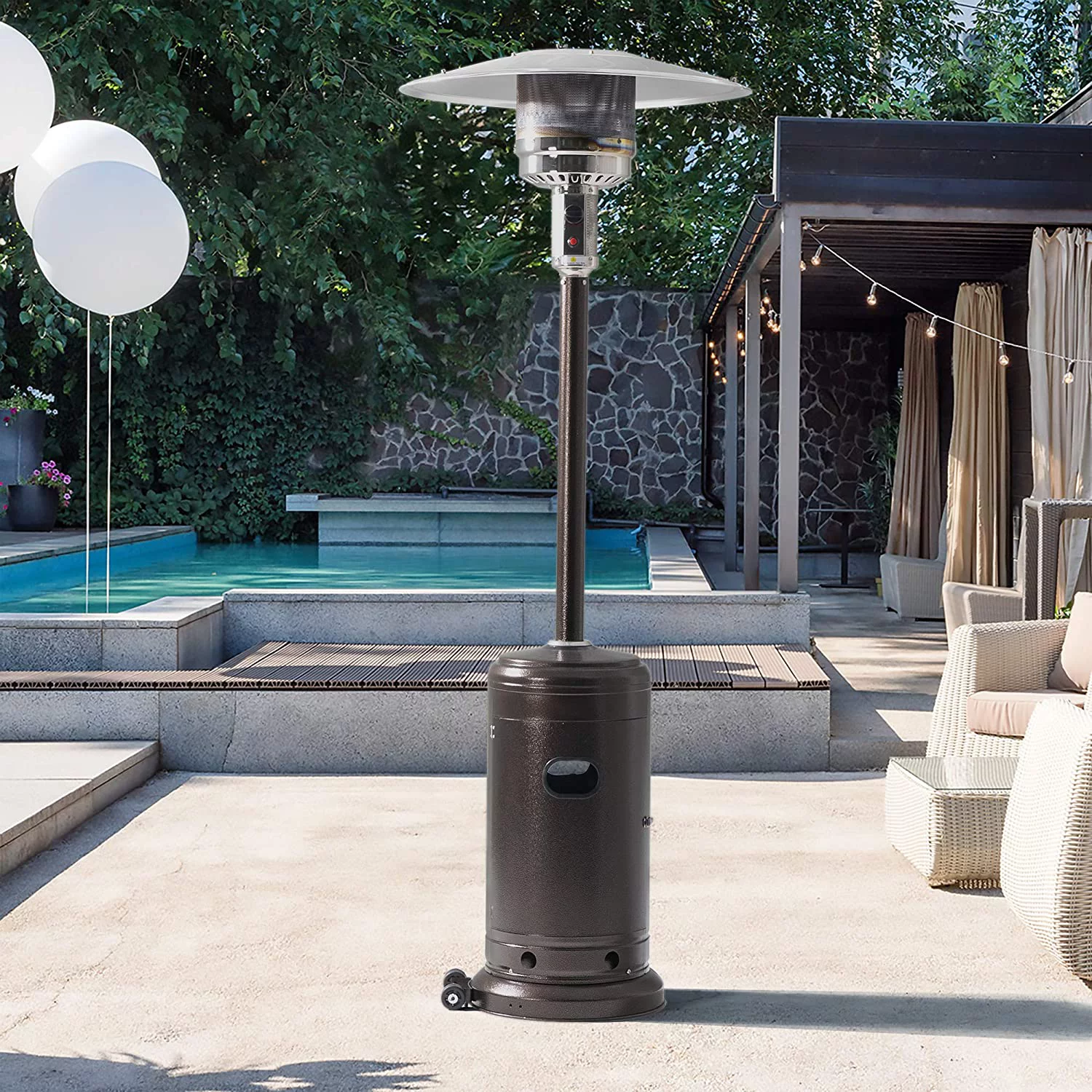 Pamapic 46000 BTU Propane Patio Heater with Cover and Wheels