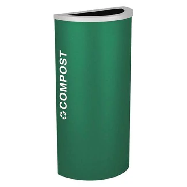 Ex-Cell Kaiser RC-KDHR-CMPST EGX 8 Gallon Half Round Recycling Receptacle with Cans & Bottles Decal, Emerald Texture