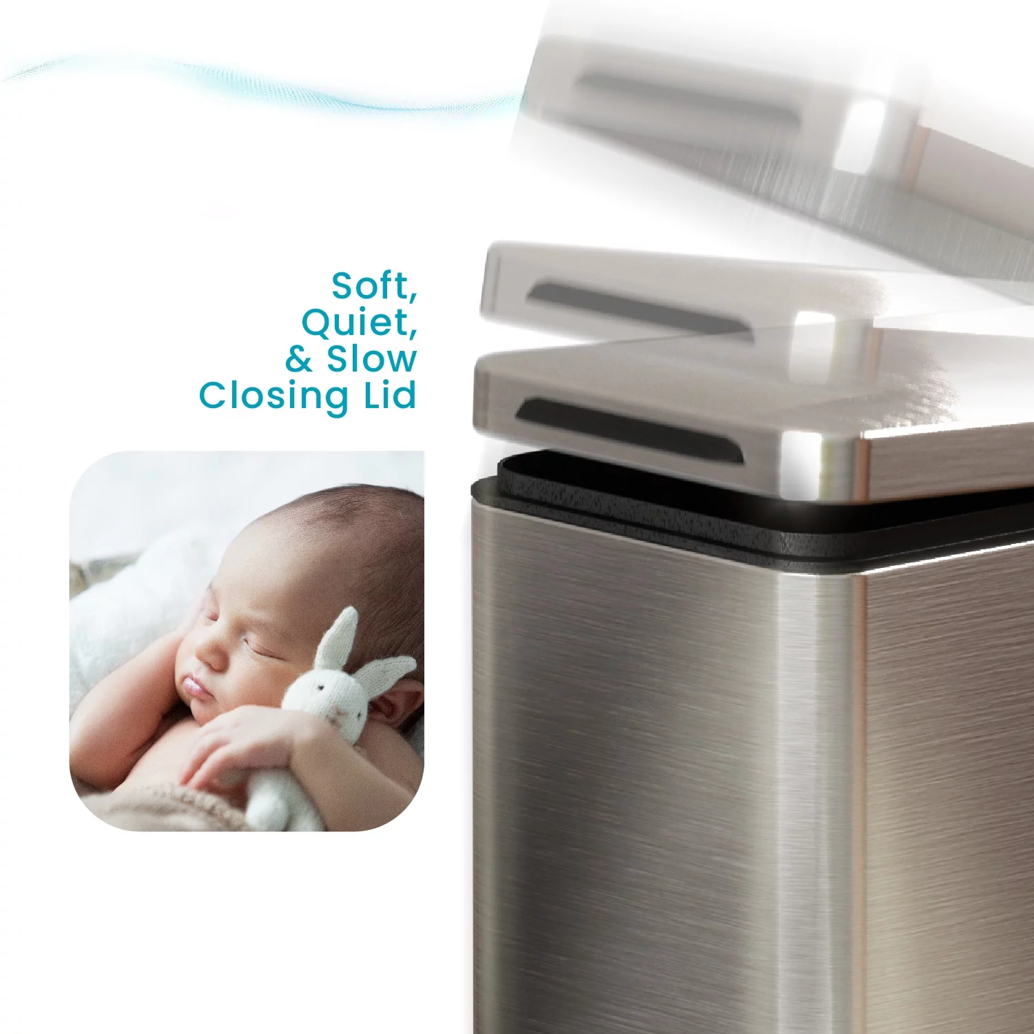 Home Zone Living 12 Gallon Slim Kitchen Trash Can, Stainless Steel, Silver