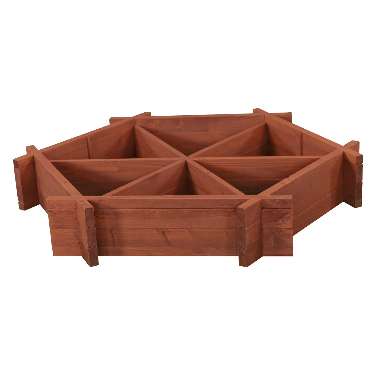 Leisure Season Hexagonal Wood Raised Garden Bed in Medium Brown