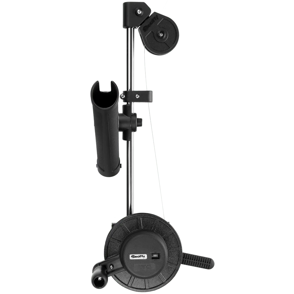 Scotty #1050MP Depthmaster Manual Downrigger, Display Packed w/ Rod Holder & Clamp Mount,Black