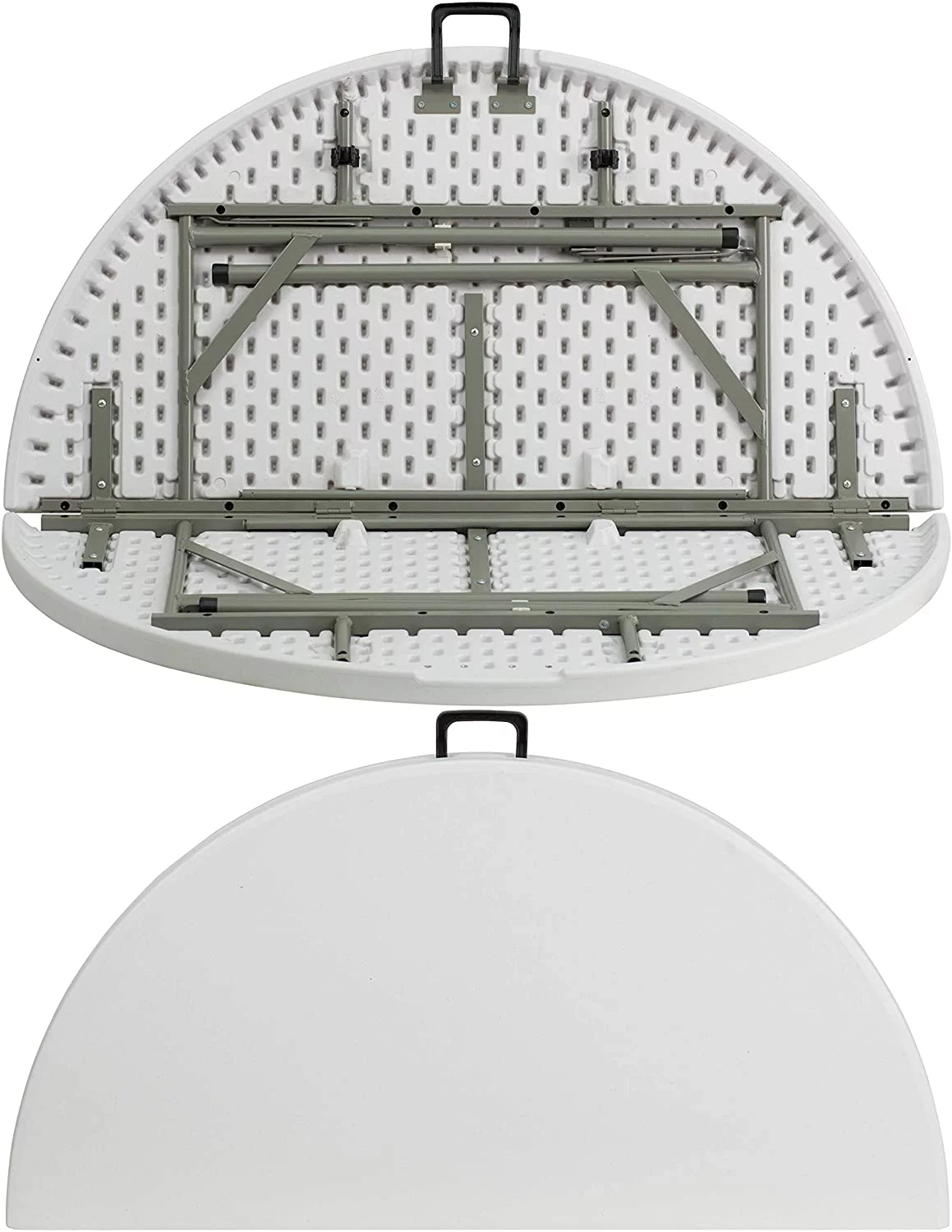 MQLIFEBOOM 4-Foot Round Bi-Fold Granite White Plastic Event  with Handle