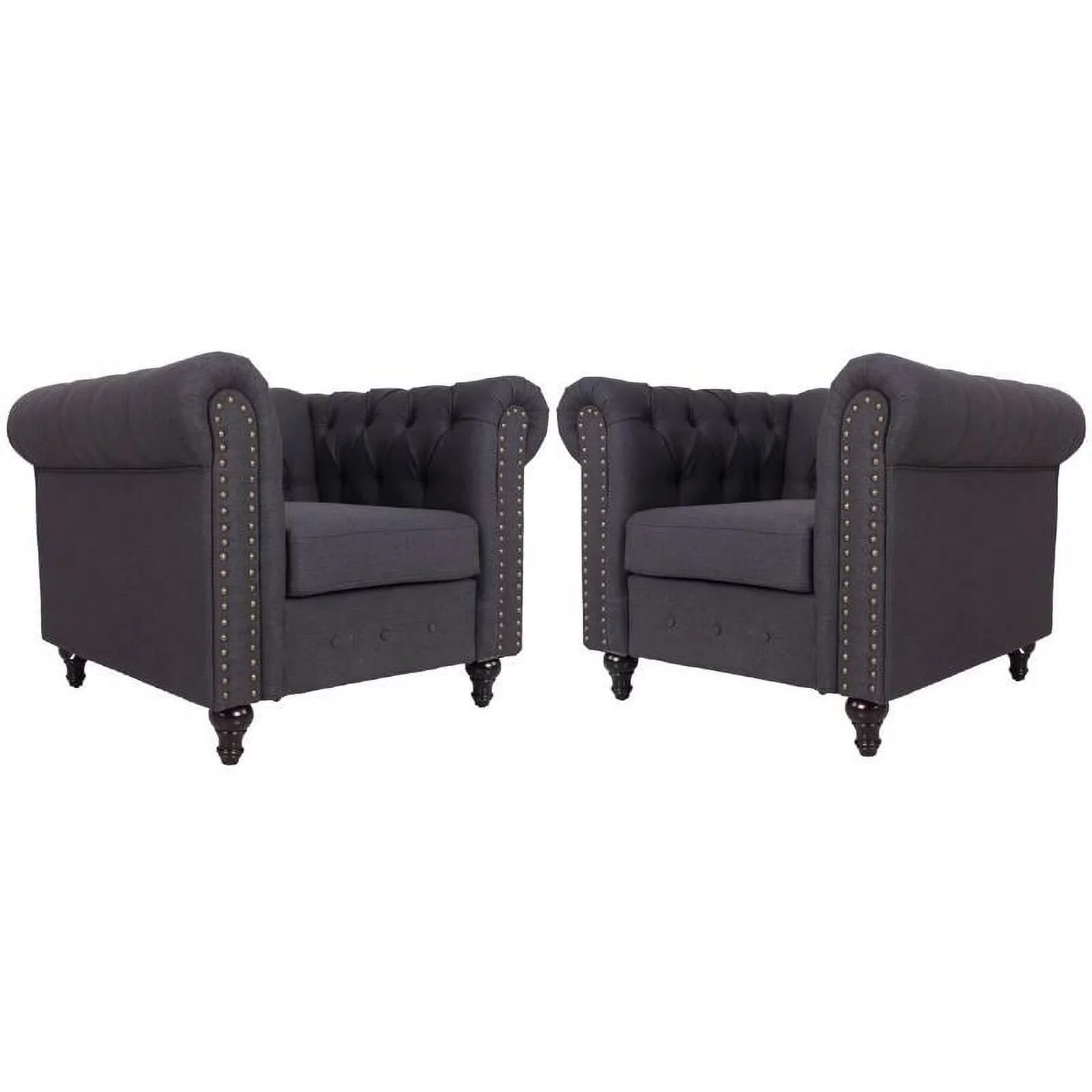 Home Square Living 2 Piece Microfiber Living Room Chair Set in Dark Gray