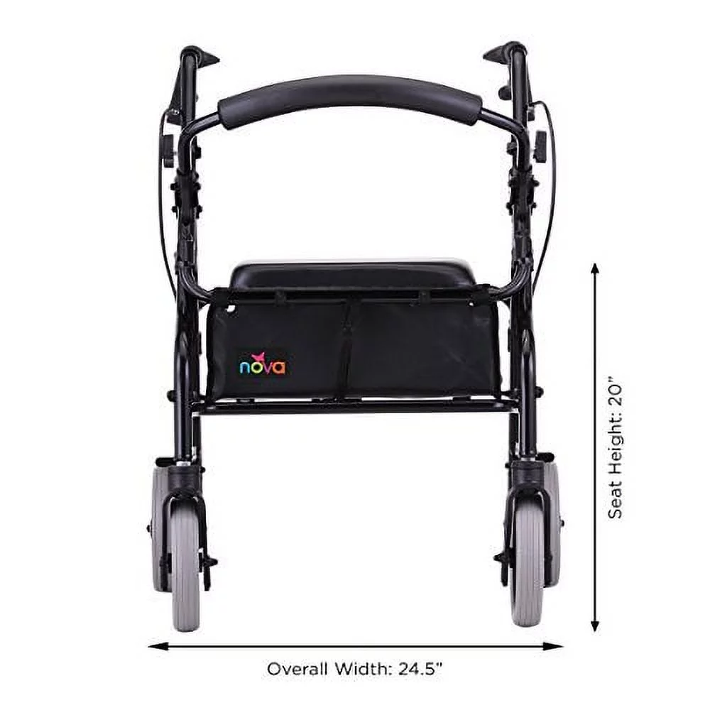 NOVA Medical Products 20 Zoom Rolling Walker, Black