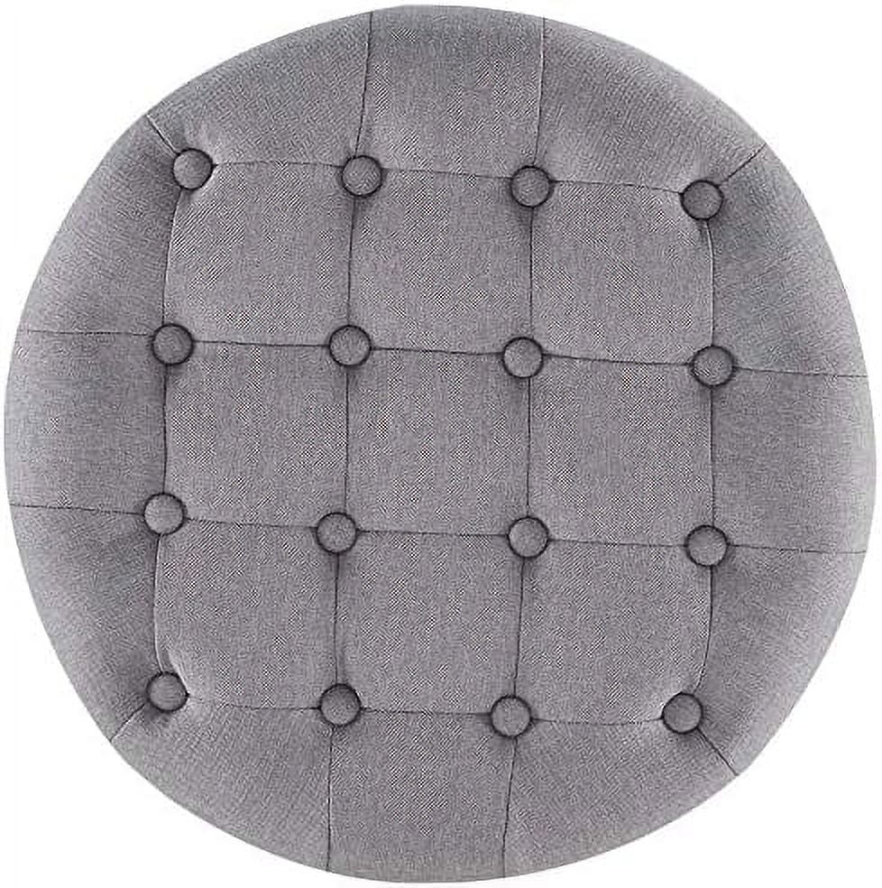 Gray Nailhead Round Tufted  Ottoman Large Footrest Stool Coffee Table Lift Top