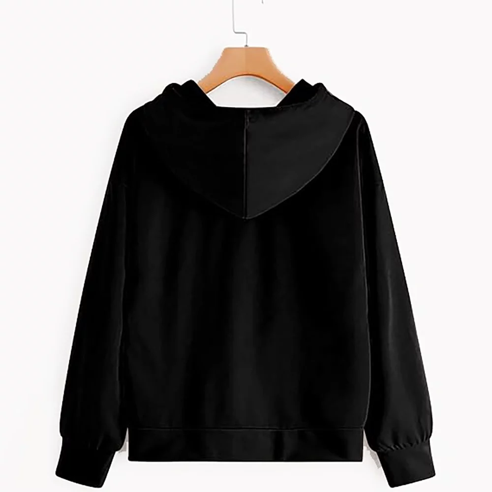 COMIO Women's Long Sleeve Sweatshirt Rick and Morty Hoodie Pink Ribbon Hopeful Ribbon Shirt Black