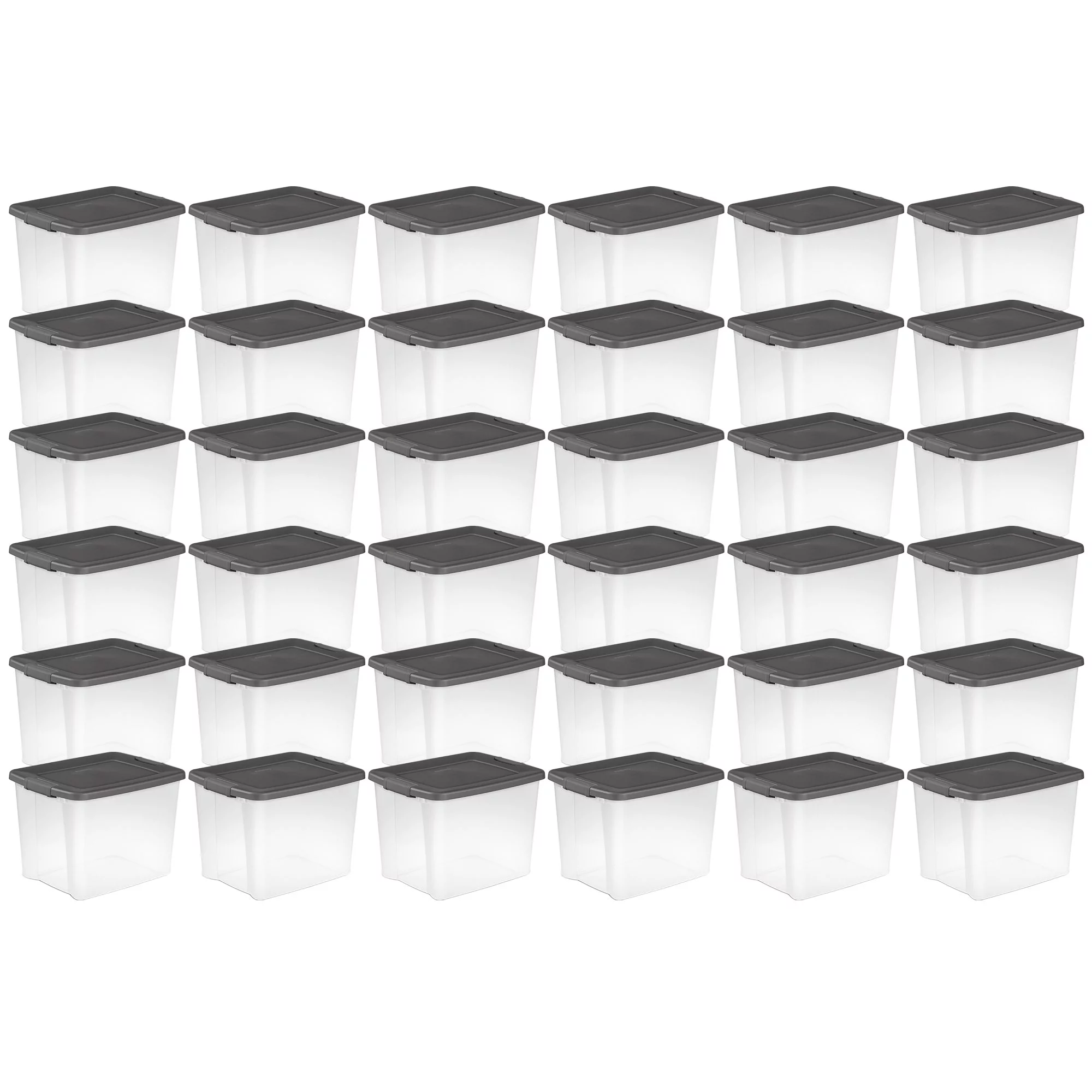 Sterilite ShelfTotes 50 Quart Latched Plastic Storage Container, (36 Pack)