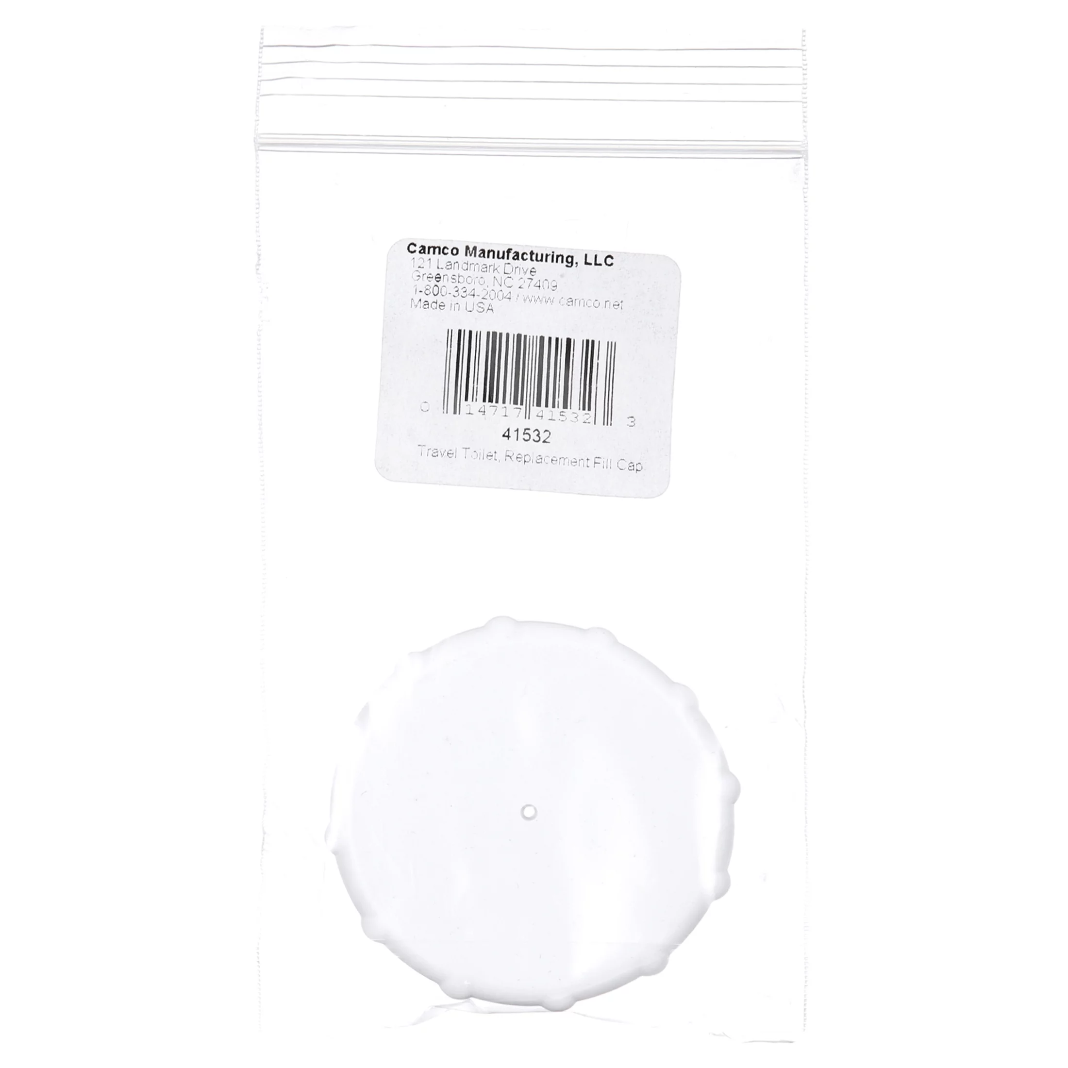 Camco Travel Toilet Replacement Fill Cap | Replacement Part for Camco's Portable Toilets | White (41532)