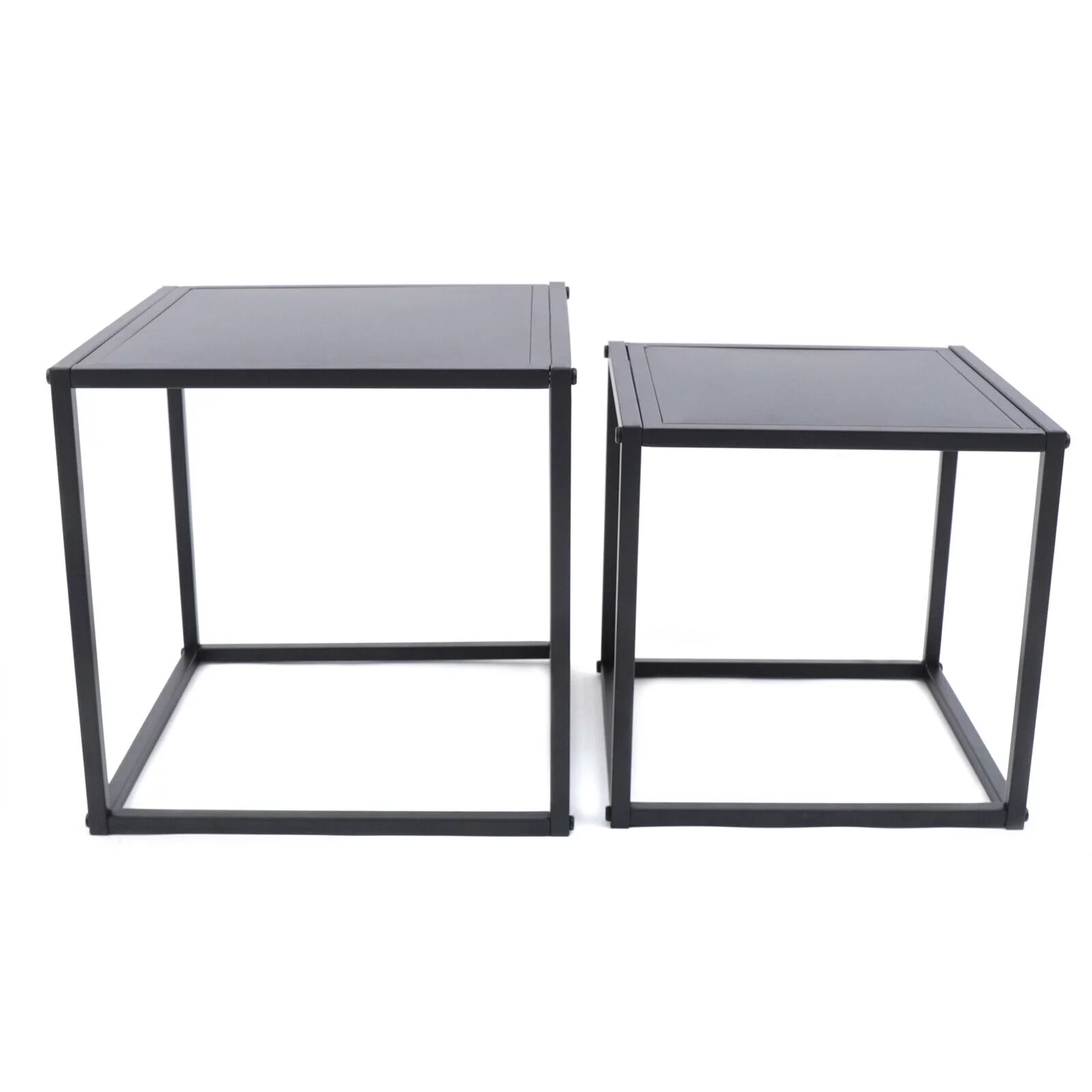 Miumaeov 2pcs Modern End Side Table Metal Coffee Table Square Tray Stand Bedroom Nightstand Black