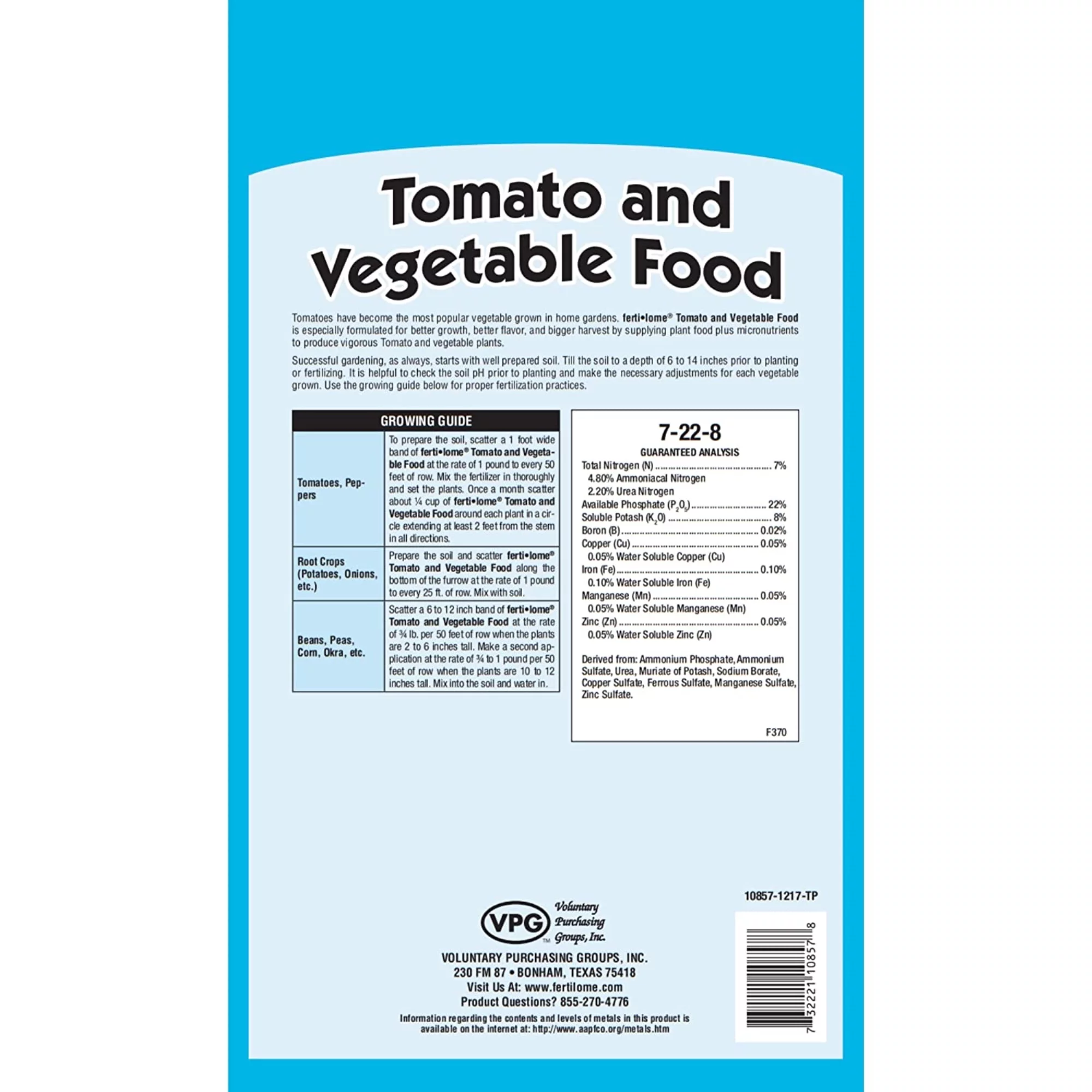 VPG Ferti-Lome Tomato & Vegetable Food 7-22-8, 4lbs