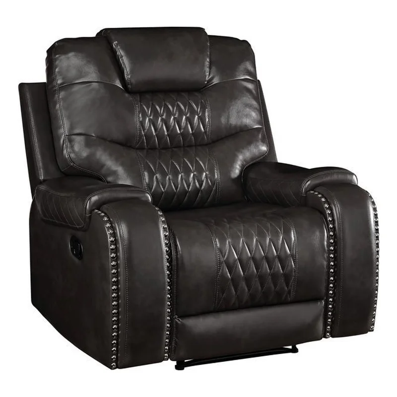 Bowery Hill Contemporary Recliner in Magnetite Faux Leather