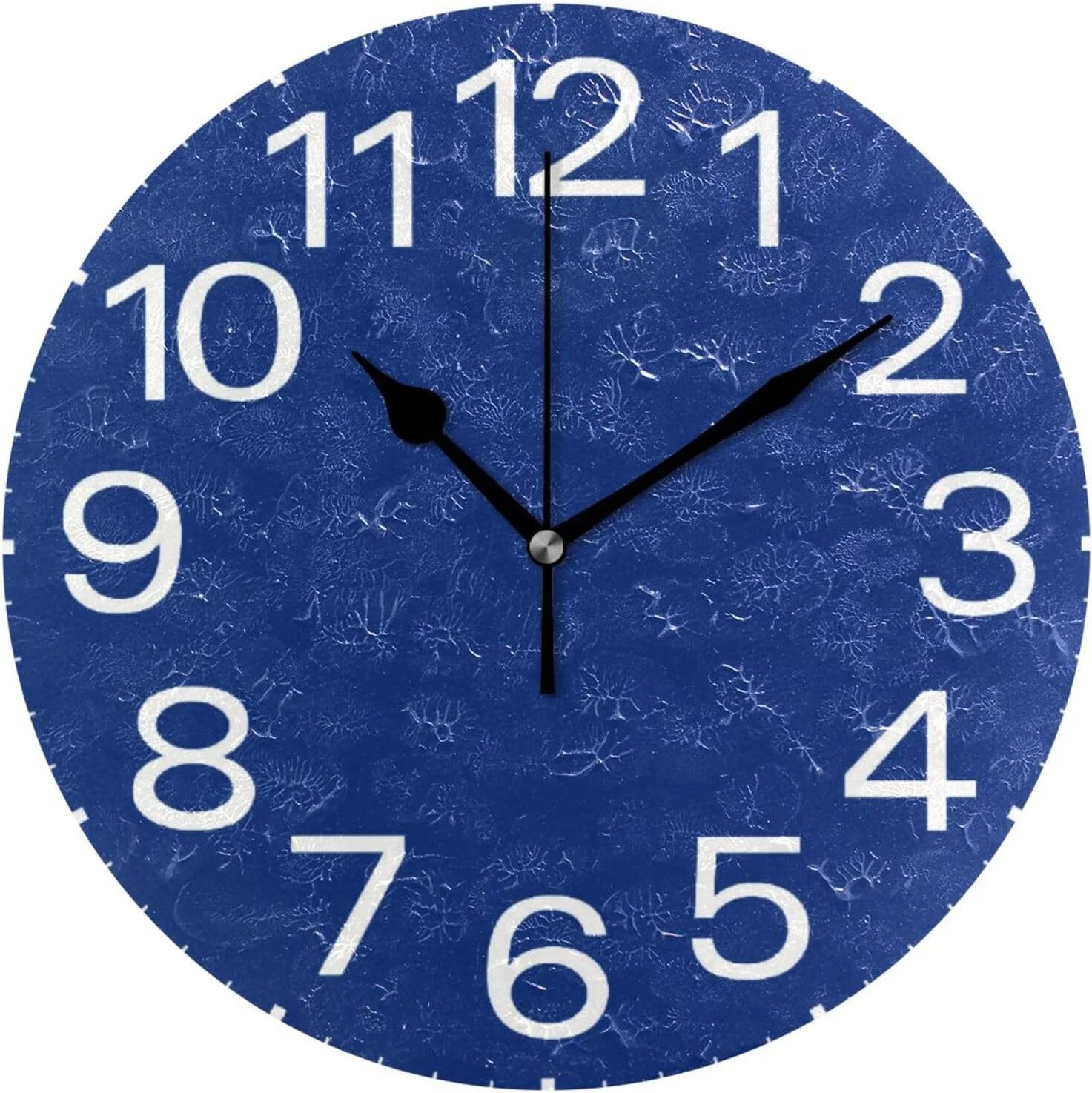 Hyjoy Dark Blue Wall Clock,Silent Non Ticking 10 Inch Battery Operated Round Wall Clocks for Kitchen,Home,Bedrooms,Office Decor