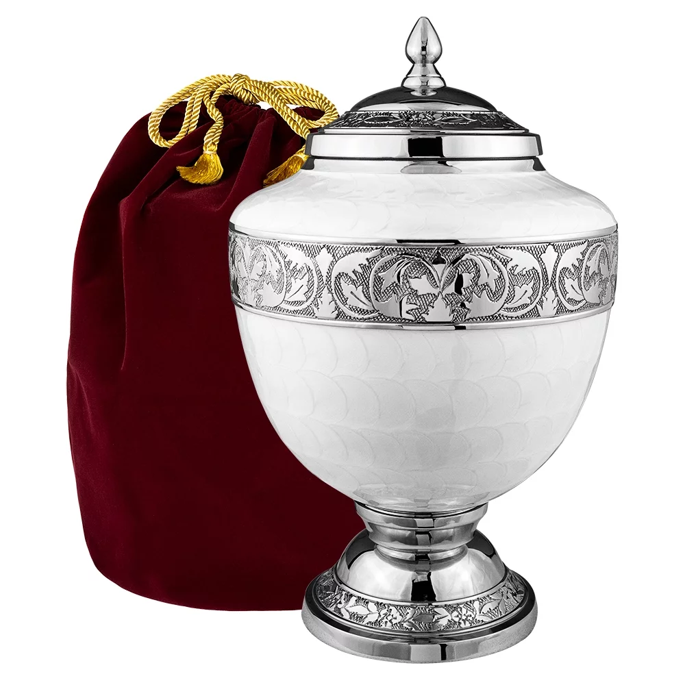 Trupoint Memorials Eternal Hope White Chalice Large Adult Urns For Cremation Ashes In Home, For up to 200 lb Person with Velvet Bag