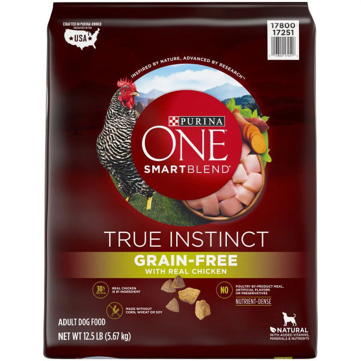 Purina ONE Grain Free, Natural, High Protein Dry Dog Food, SmartBlend True Instinct Real Chicken, 12.5 lb. Bag