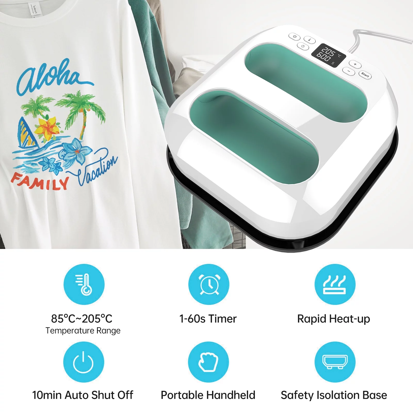 Heat Press Machine,Vinyl Shirt S 9''x9'' Iron Press Sublimation And Vinyl Heat Press And Vinyl Shirt Press Heat And Auto Shutdown Temperature And Auto Safety Function Sublimation 1. Qisuo