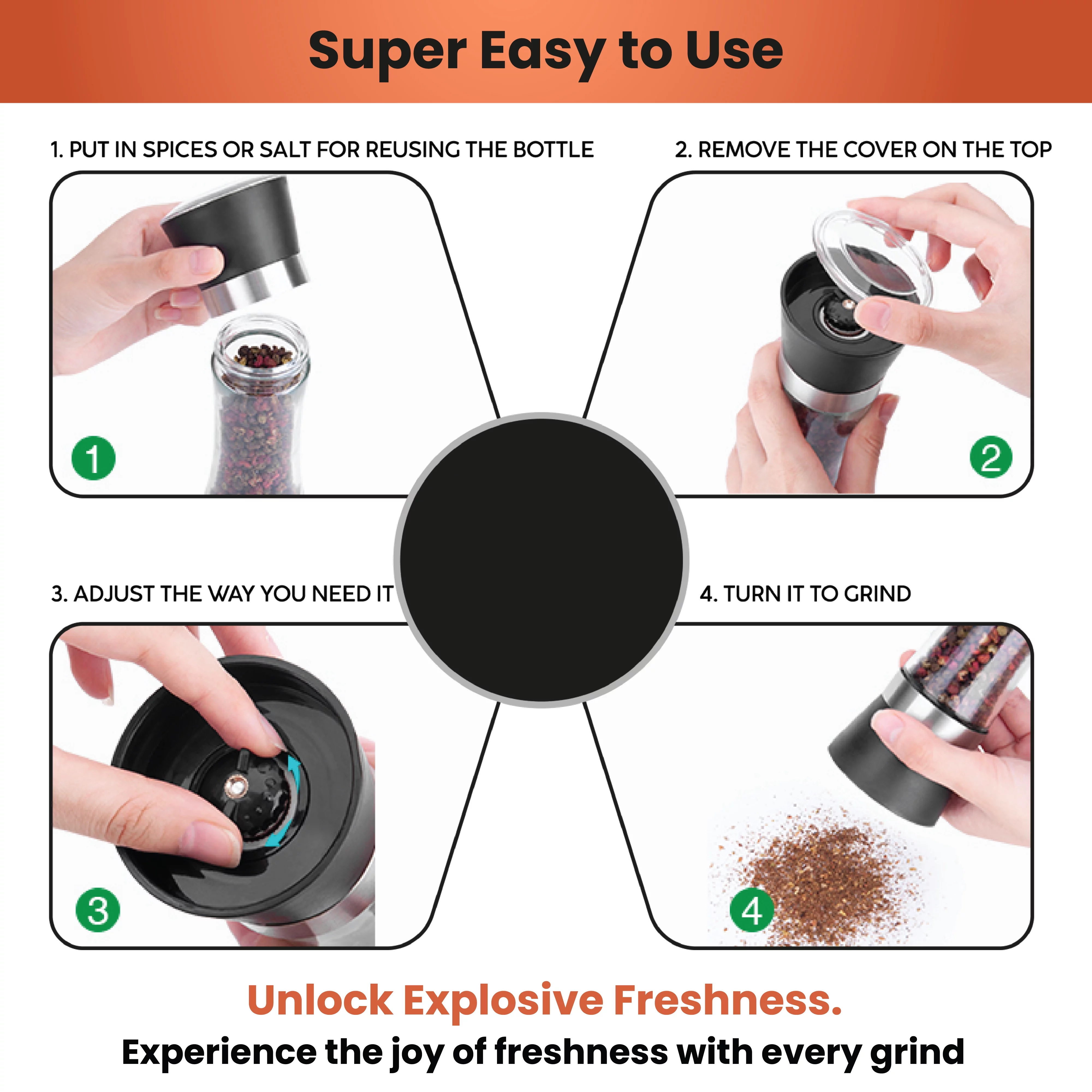 Fasl Himalayan Pink Salt & Garlic, Reusable Glass Grinder- 5.5 oz