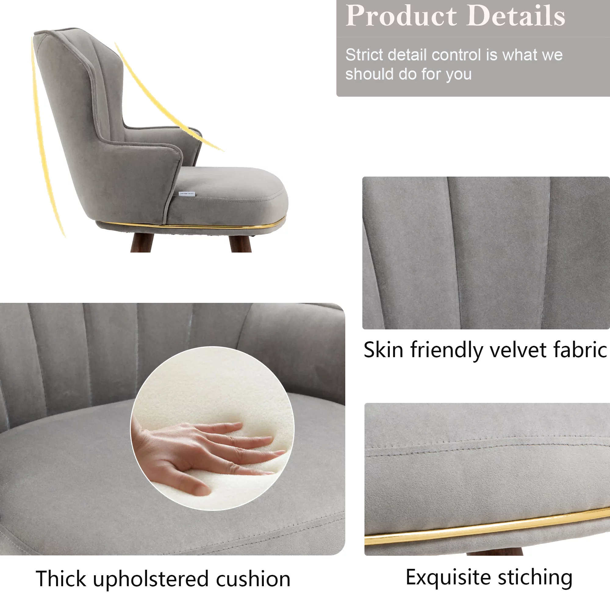 Upholstered Bar Stools, Counter Height Bar Stool Chairs with Solid Wood Legs and Backrest Kitchen Island Padded Barstools with 360-degree Footrest High Dining(Gray,Set of 2)