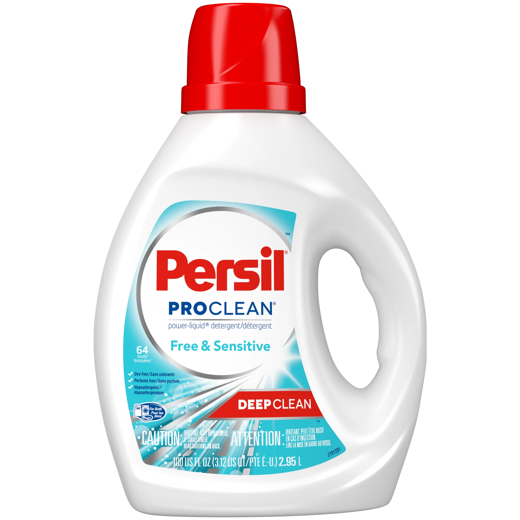 Persil Laundry Detergent Liquid, Free and Sensitive, Unscented and Hypoallergenic for Sensitive Skin, 100 Fluid Ounces, 64 Loads